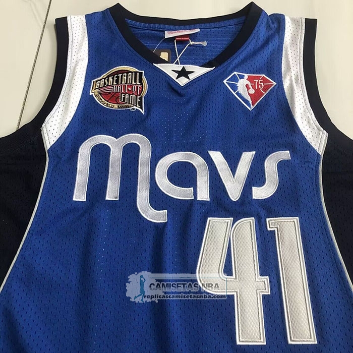 Camiseta Dallas Mavericks Kyrie Irving NO 41 Hall of Fame Mitchell & Ness 1998 Azul